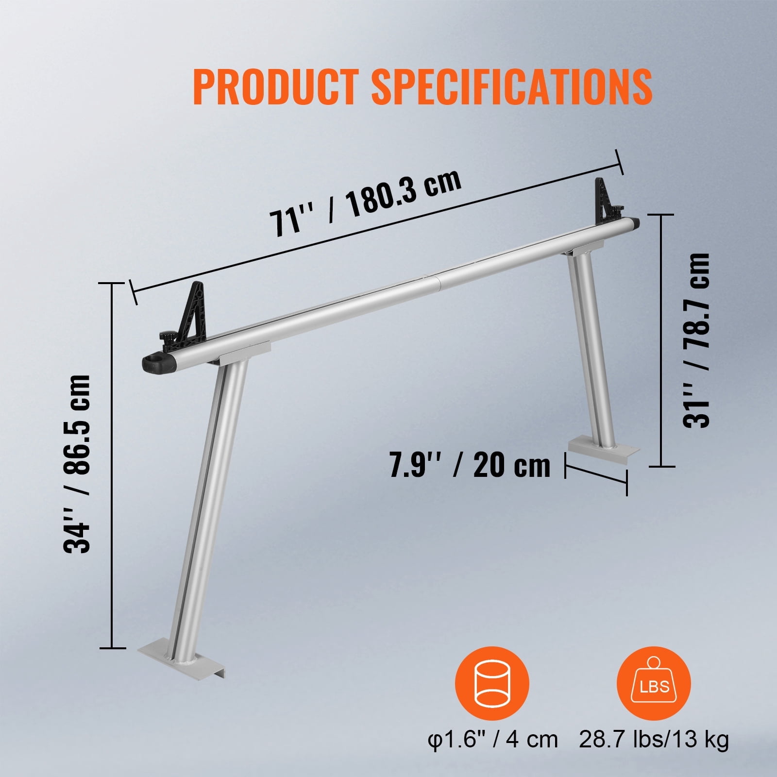 KFFKFF 71"x31" Size Truck Rack Pick up 800 lbs Truck Ladder Capacity for Kayak