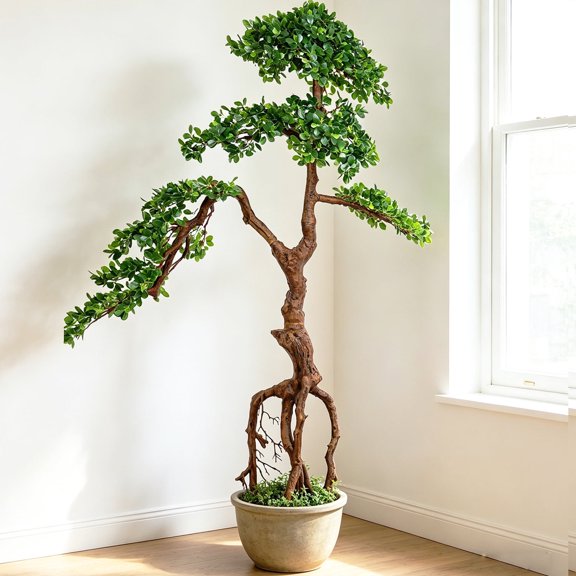 TOARTi Ficus Artificial Tree Lifelike Leaves with Sturdy Plastic Pot Faux Plant for Office Home Living Room Indoor Outdoor Decor 6 ft