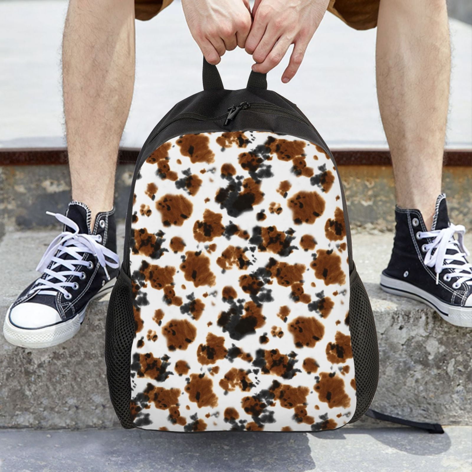 Ratiio Cow Tie Dye Print Backpack with Padded 15-inch Laptop Sleeve- Spacious and Durable Daypack for Work and Travel