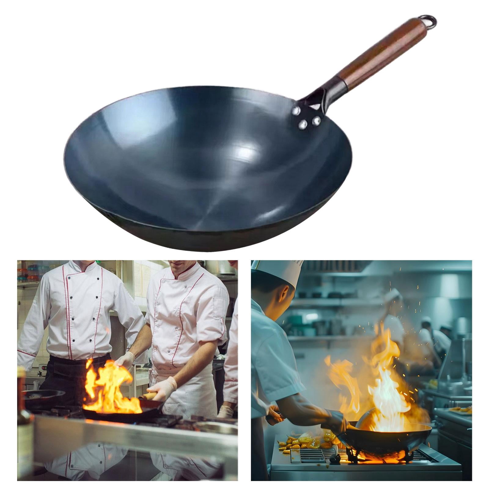 Wok En Fer Forgé Fityle, 34 Cm – Manche En Bois Traditionnel Et Surface Antiadhésive Naturelle - 10