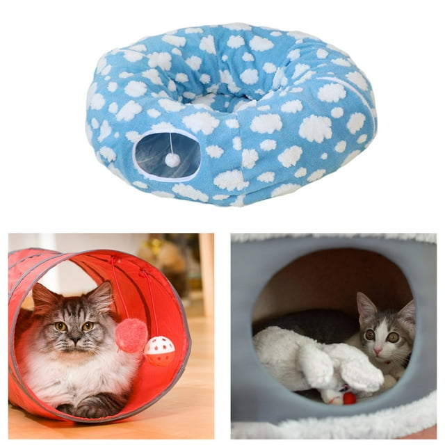 para gatos, tienda de juegos, tapete removible, juguete interactivo y cálido, tubo plegable para gatitos de interior para que ejercicio y
