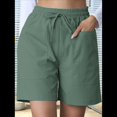 thumbnail image 4 of Pantalones Cortos Casuales Omen con Cordón Ajustable, Cintura Elástica y Cómodos, de Verano, con Bolsillos, Color Verde Océano, Talla XXL, 4 of 7