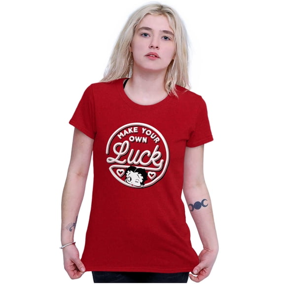 Betty Boop Your Own Luck Girl Power Women's T Shirt Ladies Tee Brisco Brands S