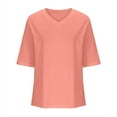 thumbnail image 5 of Lovskoo Women's Oversized T Shirts Short Sleeve V Neck Summer Tops Casual Loose Basic Tee Shirts 2024 Trendy Clothes Watermelon Red 2XL, 5 of 7