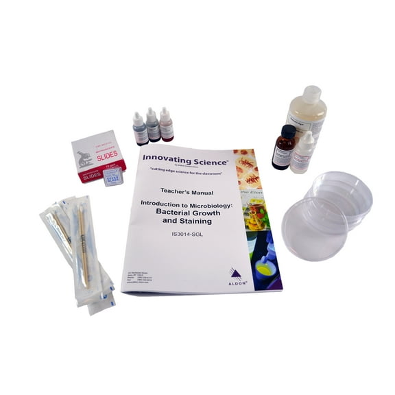 Science Kit - Introduction to Microbiology: Bacterial Growth & Staining - For Teaching Bacterial Identification & Morphology  - Hands On Lab Activity - Materials for 5 Setups - Innovating Science