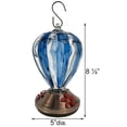 thumbnail image 3 of Blue Striped Glass Balloon Hummingbird Feeder - Holds 32 oz of Nectar, 3 of 3