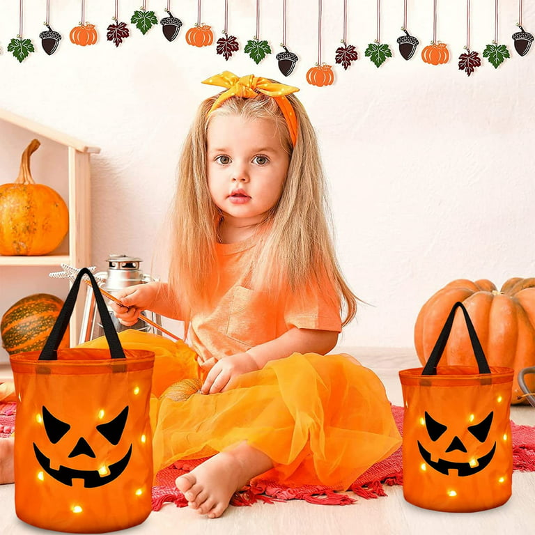 Shappy 2 Pieces LED Light Halloween Candy Bags Light up Halloween Party  Bags Multipurpose Reusable Halloween Bucket Trick or Treat Bags for Kids
