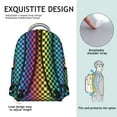 thumbnail image 5 of Rainbow Checkerboard Backpack for School,Cute School Bag,Schoolbag with Adjustable Shoulder Straps & Padded Back,15.3"x11"x7.1".﻿, 5 of 6