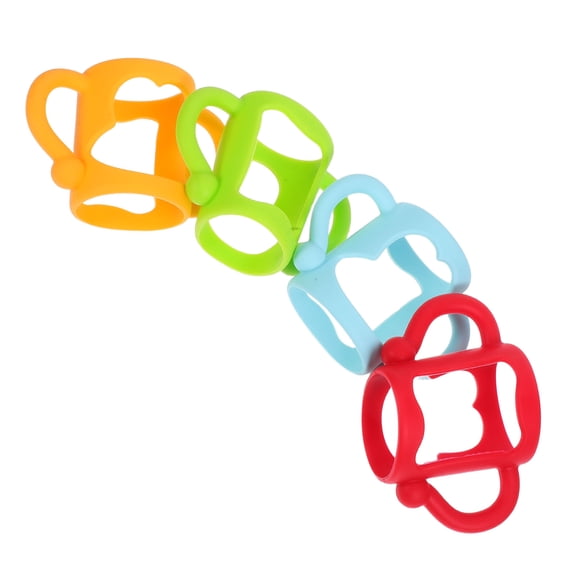 UPOUART 4Pcs Soft Bottle Handle Holder Silicone Grip Assorted Color Practical for Baby Bottle