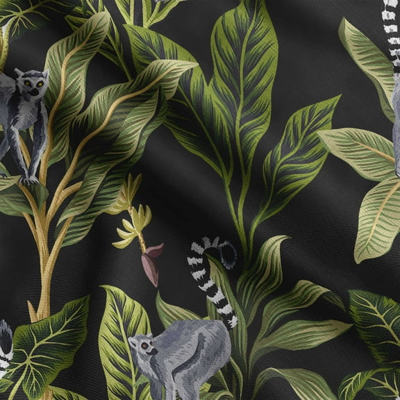 Soimoi Animals Print, Silk Fabric, Decor Sewing Fabric by The Yard 42 Inch Wide,Decorative Fabric for Shirts Suits Ties, Black