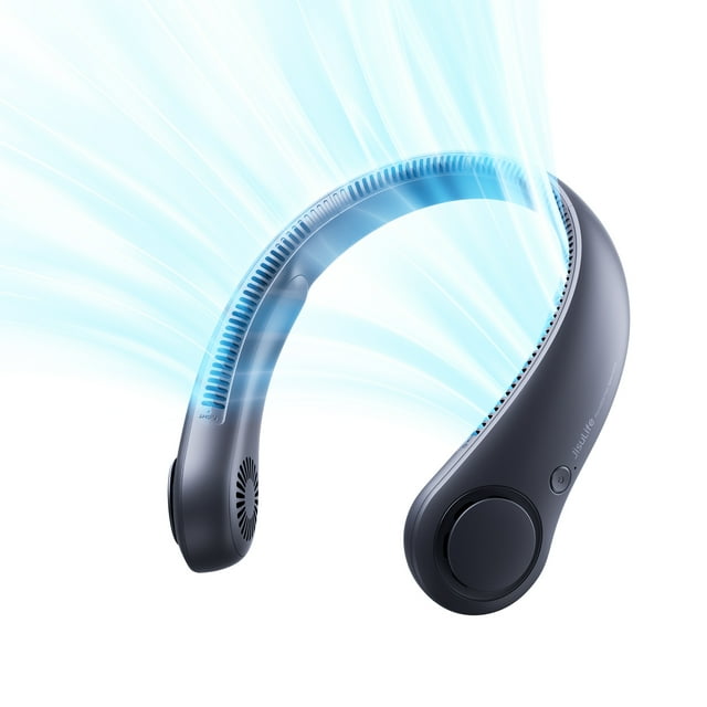 JISULIFE Ventilateur de Cou, 5 Vitesses, Rechargeable 4000 mAh, Refroidisseur Portable Réglable pour l'Intérieur/l'extérieur