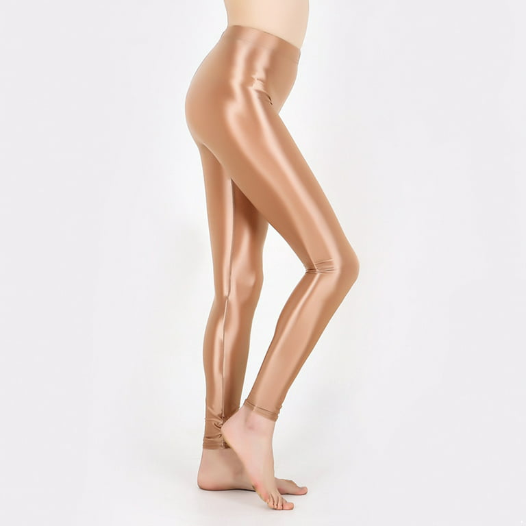 DPOIS Women's Shiny Metallic Workout Leggings High Waist Compression Yoga  Pants Tights Activewear