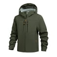 thumbnail image 2 of WTOBBY Men's Waterproof Windproof Fleece Jacket for Outdoor Mountaineering - Solid Color, Thick Fleece Lined, Heavy-Duty Protection Against Elements, Perfect for Hiking, Climbing,Army Green L, 2 of 4