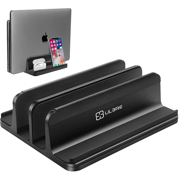 Ulbre Vertical Laptop Stand-ajustable Size Desk Holder Mount/heavy Duty Aluminum Alloy, 4 ranuras Compatible con Macbook/notebook/surface/chromebook/p