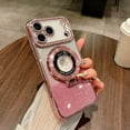 thumbnail image 5 of Magnetic Case for iPhone 17 Pro Max [Compatible with MagSafe] Ring Holder Stand, Women Girls Clear Cute Glitter Bling Cover Diamond with Camera Protectors Cover for 6.9", Pink, 5 of 12
