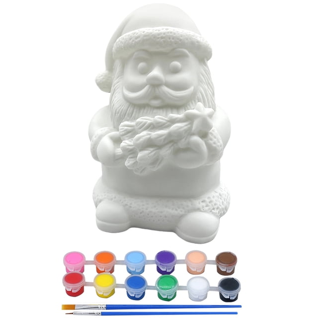 1 Juego de figuras navideñas de Papá Noel sin pintar, bricolaje, vinilo en blanco, Papá Noel con pigmento