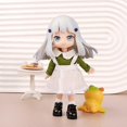 thumbnail image 4 of OB11 Doll Long Sleeve Gauze Dress Set 1/12 Plain Body BJD GSC Doll Clothes Green, 4 of 4