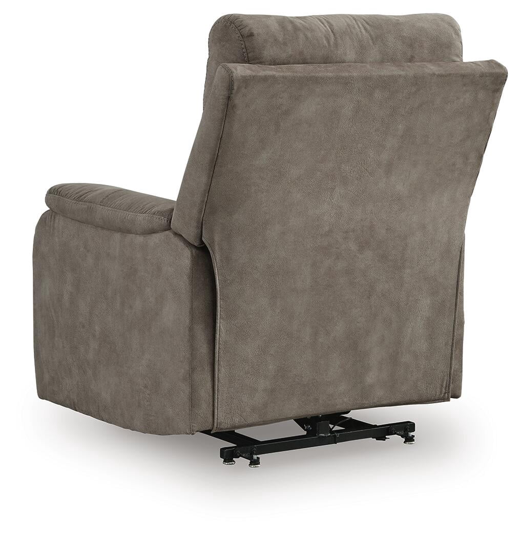 Signature Design by Ashley Crestmeade Power Lift Recliner Chair with Heat, Massage, USB Charging - Fossil Gray Faux Leather Electric Lift Chair