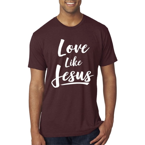 Wild Bobby Love Like Jesus Inspirational/Christian Men Premium Tri Blend Tee, Cardinal, Small