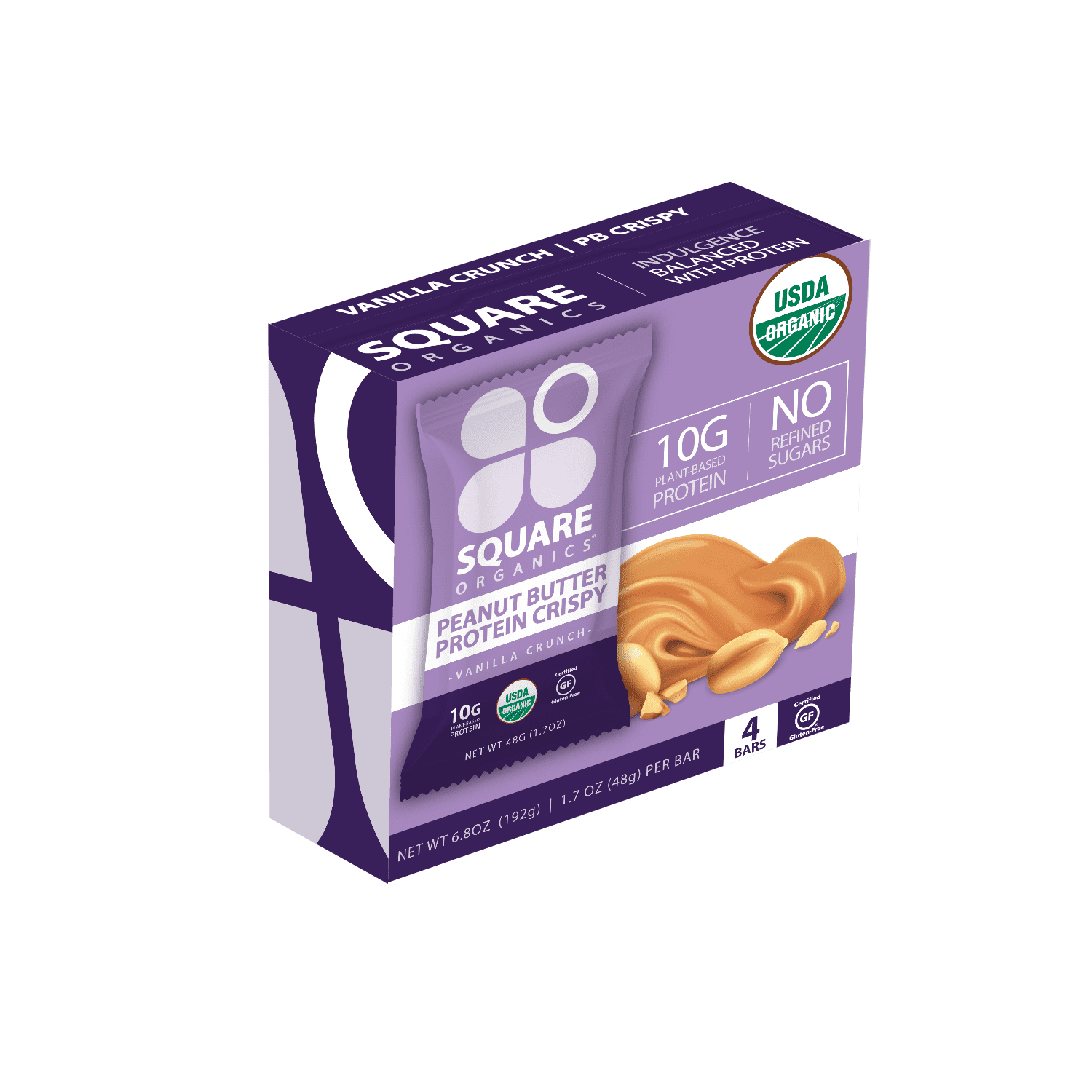 Square Organics Protein Bar, Vanilla Crunch Peanut Butter Protein