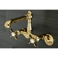 thumbnail image 2 of Kingston Brass KS7222BEX Essex Double-Handle 2-Hole Wall-Mount Bridge Kitchen Faucet in Polished Brass, 2 of 5