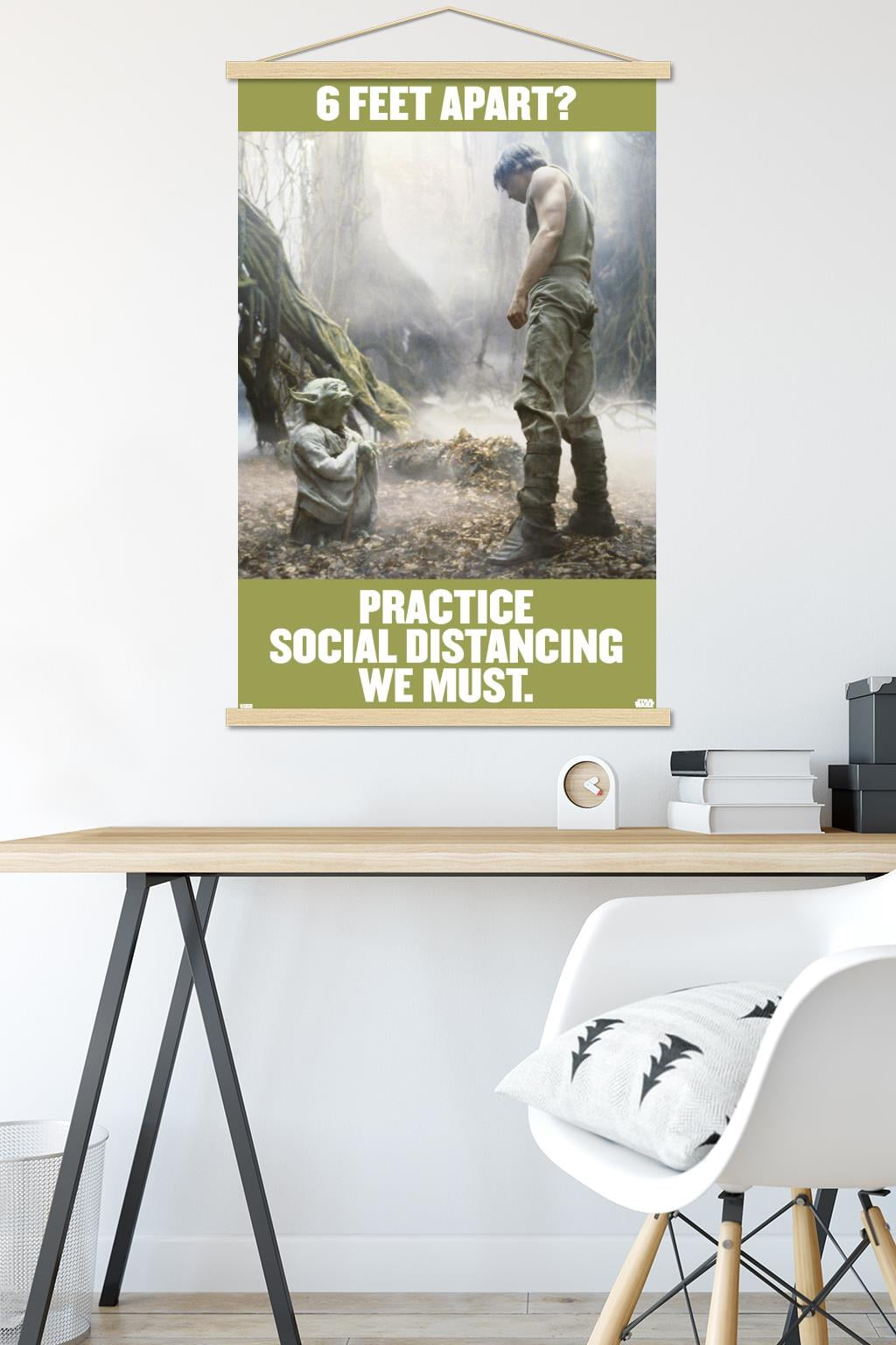 Star Wars: Saga - Luke and Yoda Social Distancing Wall Poster with Wooden Magnetic Frame, 22.375" x 34"