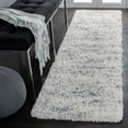 thumbnail image 3 of SAFAVIEH Fontana Darian Abstract Shag Runner Rug, Ivory/Teal, 2'3" x 16', 3 of 8