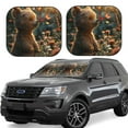 thumbnail image 6 of Kdxio Sunshine Butterfly Flower Bear Print 2-Piece Sun Shade Front Windshield - Foldable Car Front Window Sunshades for Most Sedans SUV Truck, 6 of 6