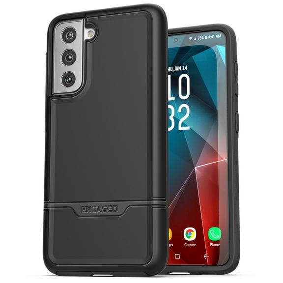 Encased Rebel Series for Samsung Galaxy S21 FE Case, Protective Military Grade Full Body Rugged Cover - Black