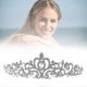 thumbnail image 3 of Bridal Princess Austrian Crystal Tiara Wedding Crown Veil Hair Accessory Silver, 3 of 4