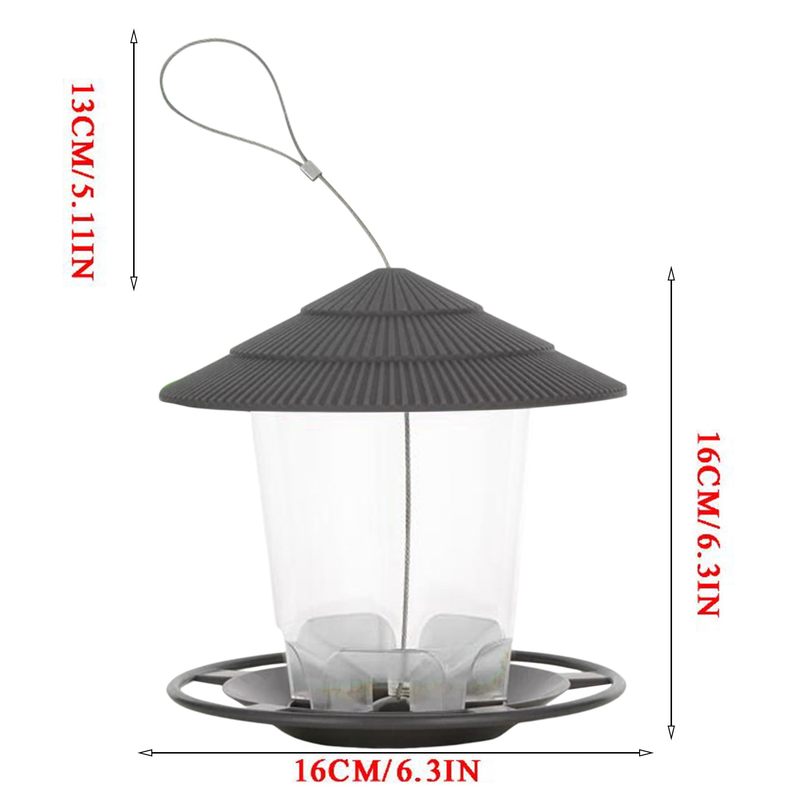 Squirrel Proof Bird Feeder for Outdoors-Easy Clean & Fill,Transparent Design with Sturdy Wire & Roof,Rainproof Hanging Feeder for Backyard,Garden,Terrace,and Yard Decor