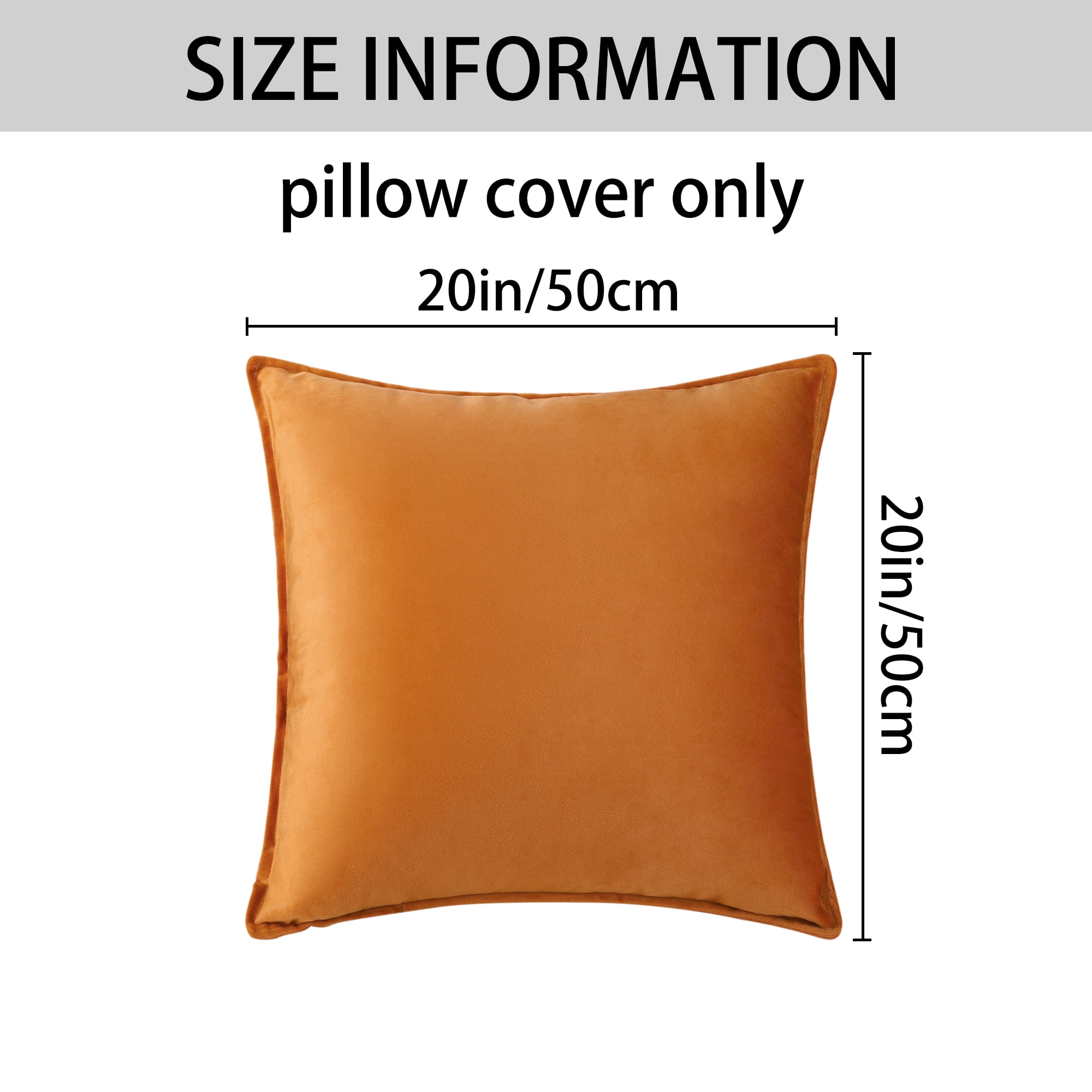 Unique Bargains Velvet Solid Throw Pillow Covers Decorative Cushion Covers (2 Count) Orange 20" x 20"