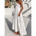 thumbnail image 5 of Yunliwuli Women's Summer Long Dress Solid Color Sleeveless Tiered Pleated Boho Beach Flowy Dress, 5 of 10