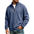 thumbnail image 6 of Quarter Zip Sweatshirt for Men Waffle Knitted Pullover Casual Long Sleeve Lapel Polo Sweatshirts Fall Winter Jackets,XL, 6 of 7