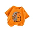thumbnail image 3 of Toddler Shirts Kid Leisure Graphic Round Neck Short Sleeve Tee Summer Outwear Girls Tops Orange 9 Years-10 Years, 3 of 5