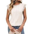 thumbnail image 2 of Women'S Tops Casual Crewneck Cap Sleeve Shirts Crochet Knit Texture Tank Top Blouses Color S, 2 of 9