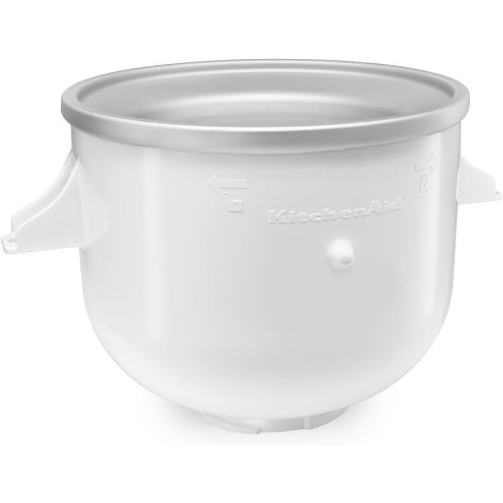 KAICA Ice Cream Maker Attachment for KitchenAid mixers, stainless steel body, white finish, easy-clean design with fast-freeze capability