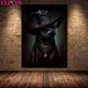 thumbnail image 1 of Pintura en lienzo de murciélago, Gato Negro, bruja, búho antiguo, Cuervo, arte de pared, Animal bruñido oscuro, póster de arte gótico Vintage e impresión, decoración del hogar, 1 of 3