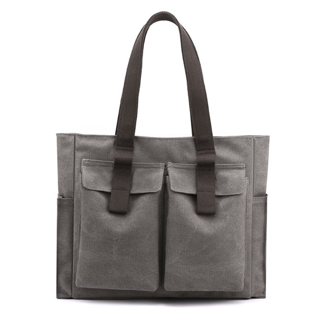 Bolsa de lona con asa - Bolsa de mamá, bolso de mensajero de gran capacidad, bolso de hombro duradero con múltiples bolsillos, bolso de mano resistente al desgaste, bolso de mano