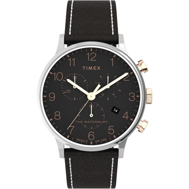 Reloj Timex Dress TW2T71500, correa de piel resistente al agua hasta 30 m