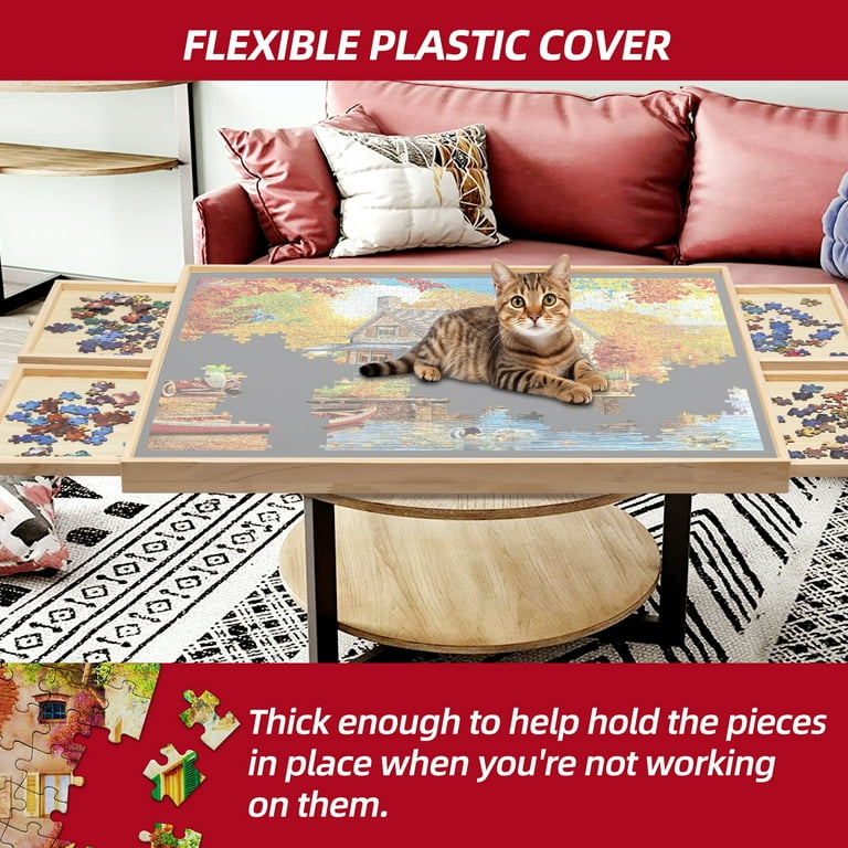 2000PCS Wooden Puzzle Table with 4 Drawers 41 x 27 Portable Jigsaw Puzzle Board for Children and Adults