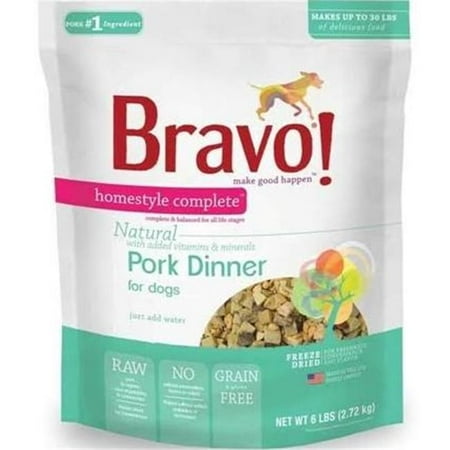Bravo Dog Food - Bravo! Homestyle Complete Grain-Free Pork Dinner Freeze Dried Dog Food, 6 lb