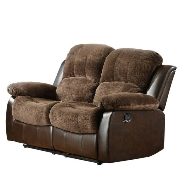 Homelegance Cranley Double Reclining Loveseat in Brown Microfiber - Walmart.com - Walmart.com
