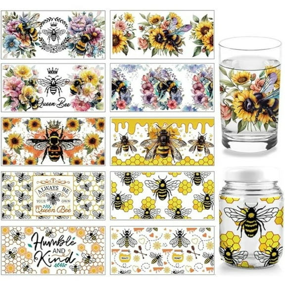 1set 10pcs PVC Heat Transfer Paper for UV Sublimation Cup Bees 110x240mm 10 style 1pc/style 10pcs/set Sewing Storage