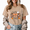 Brown-2, variant on Women's Boujee Leopard Bow T-Shirt - Glamorous Fall Graphic Tee, Retro Acid Wash Short Sleeve Top