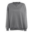 thumbnail image 5 of Lovskoo 2024 Sweatshirts for Women Fall Winter Fleece Thick Warm Striped Long Sleeved Round Neck Loose Short Casual Pullover Round Neck Sweater Gray, 5 of 7