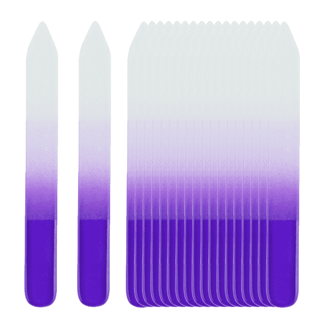 Set of 20 Professional Crystal Glass Nail Files Manicure Gradient Rainbow Color for Nail polishing