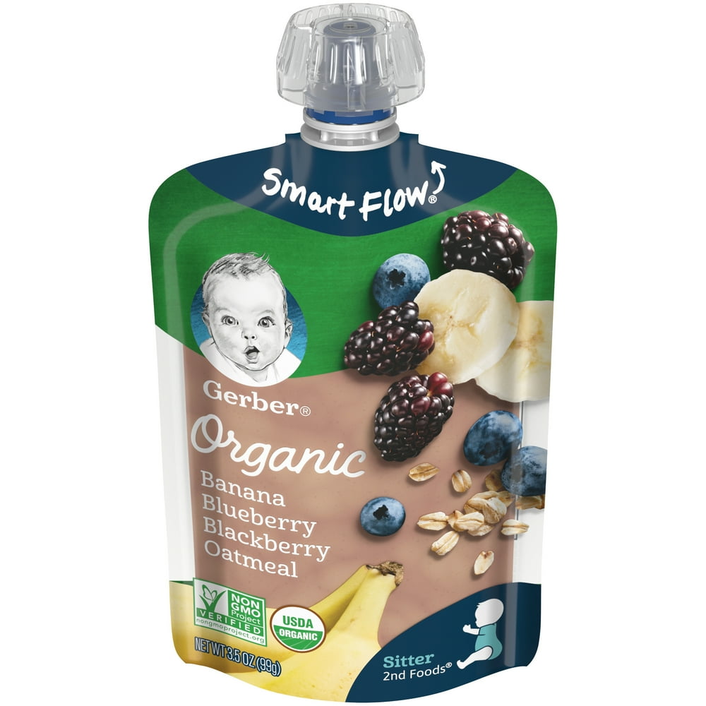 Gerber Organic Stage 2 Baby Food, Banana Blueberry