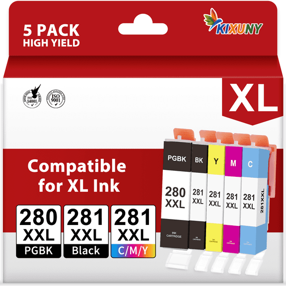 280 and 281 Ink Cartridges for Canon Ink 280 and 281 for Canon 280XL Printer Ink (5 Pack)