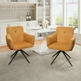 thumbnail image 2 of Set of 4 360° Swivel Home Office Desk Chairs, Upholstered Bedroom Chairs with Metal Base, Makeup Chair for Vanity for Living Room, Bedroom,Study Room, Dining Room (Orange), 2 of 11